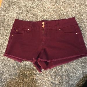 Maroon Jean shorts